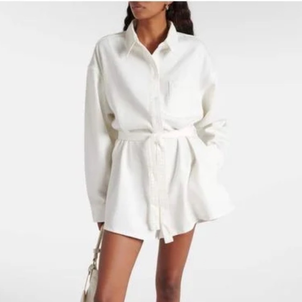 The Frankie Shop Wren White Denim Romper